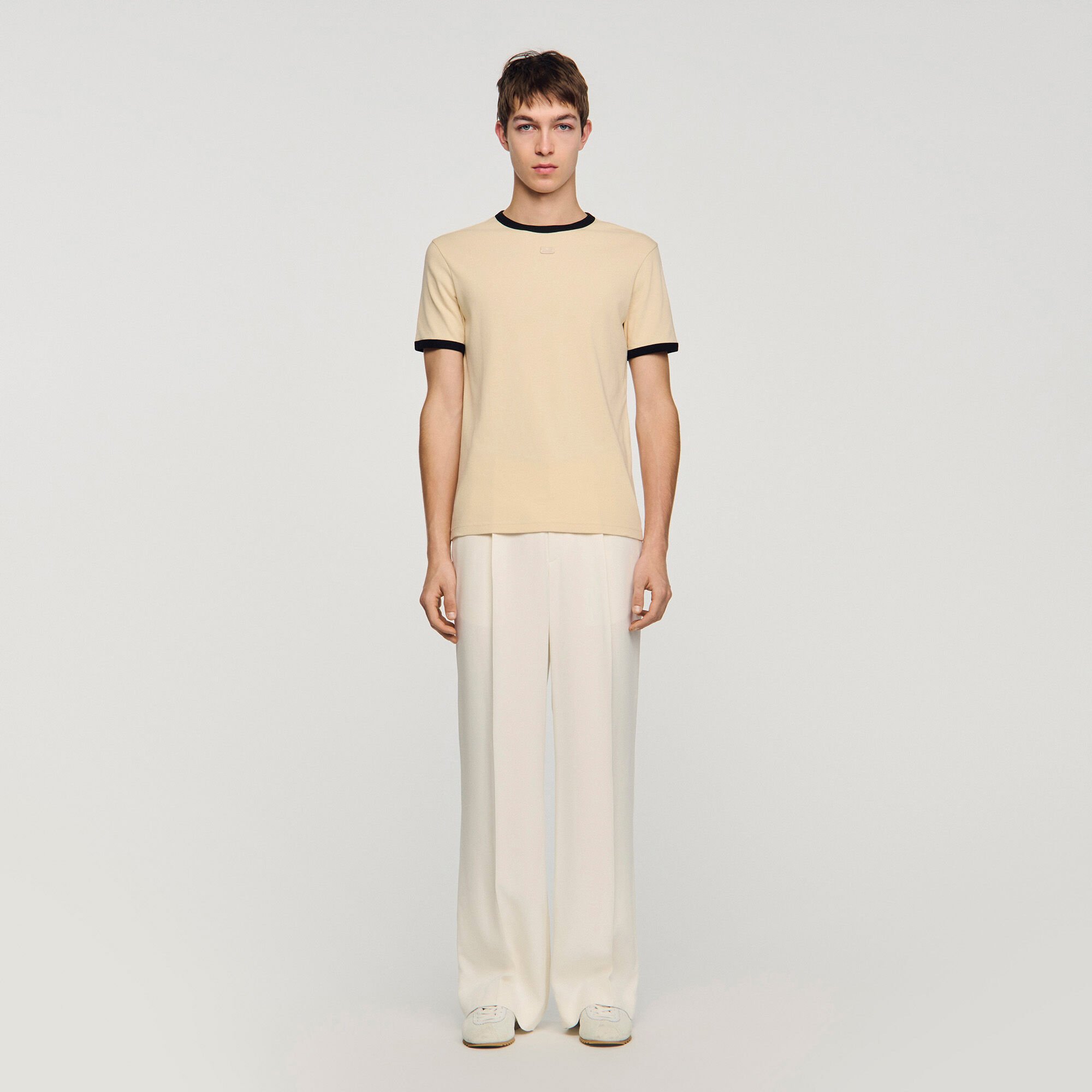 T-shirt tweekleurig met patch