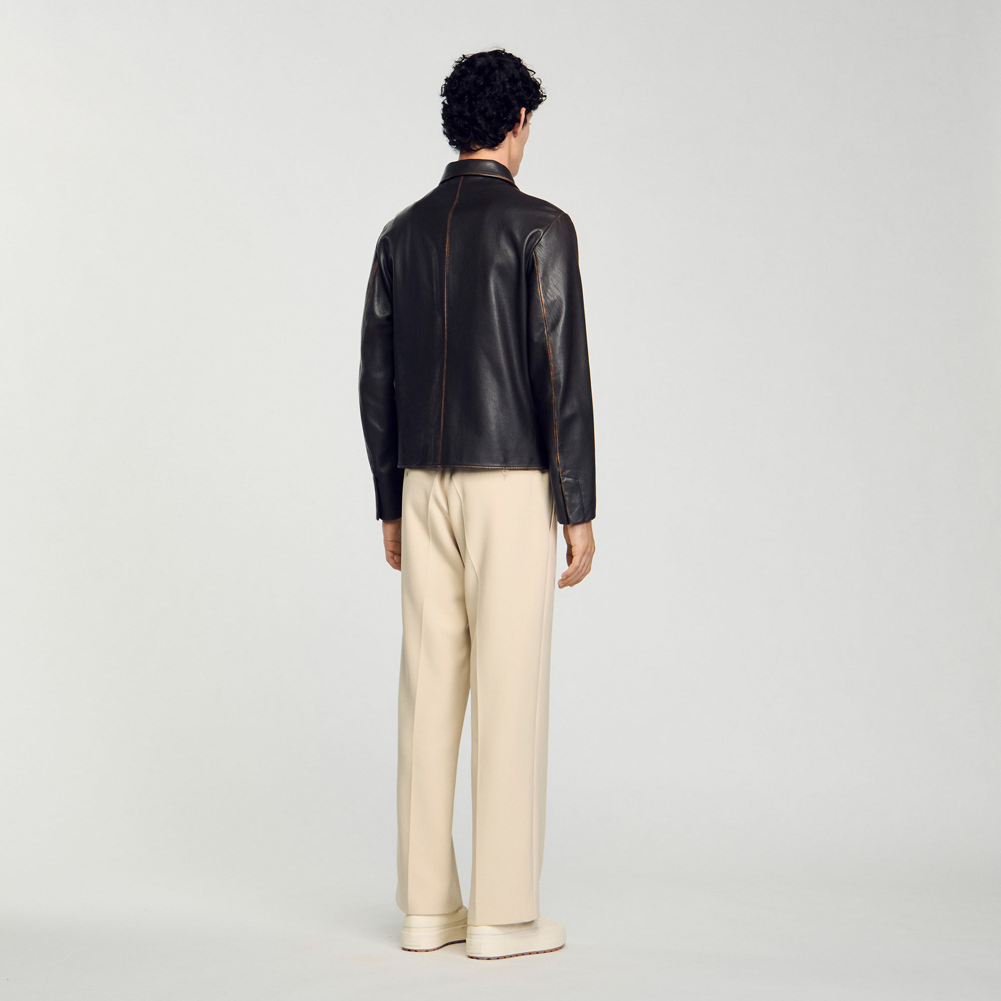 Leren jack verweerde look