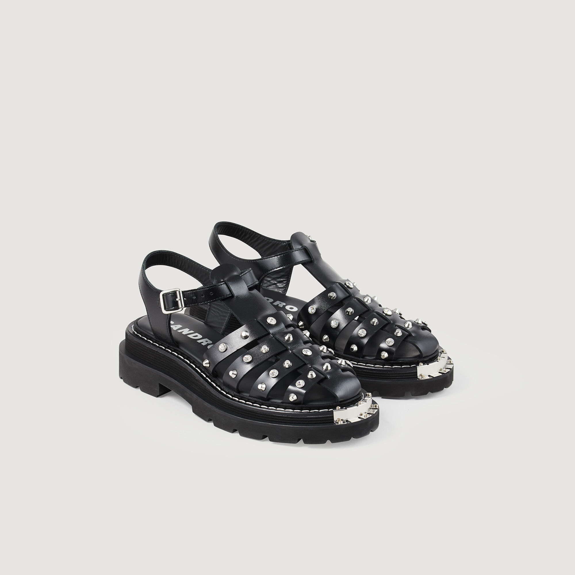 Leren Olys-sandalen met studs