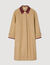 Lange trench met leren kraag