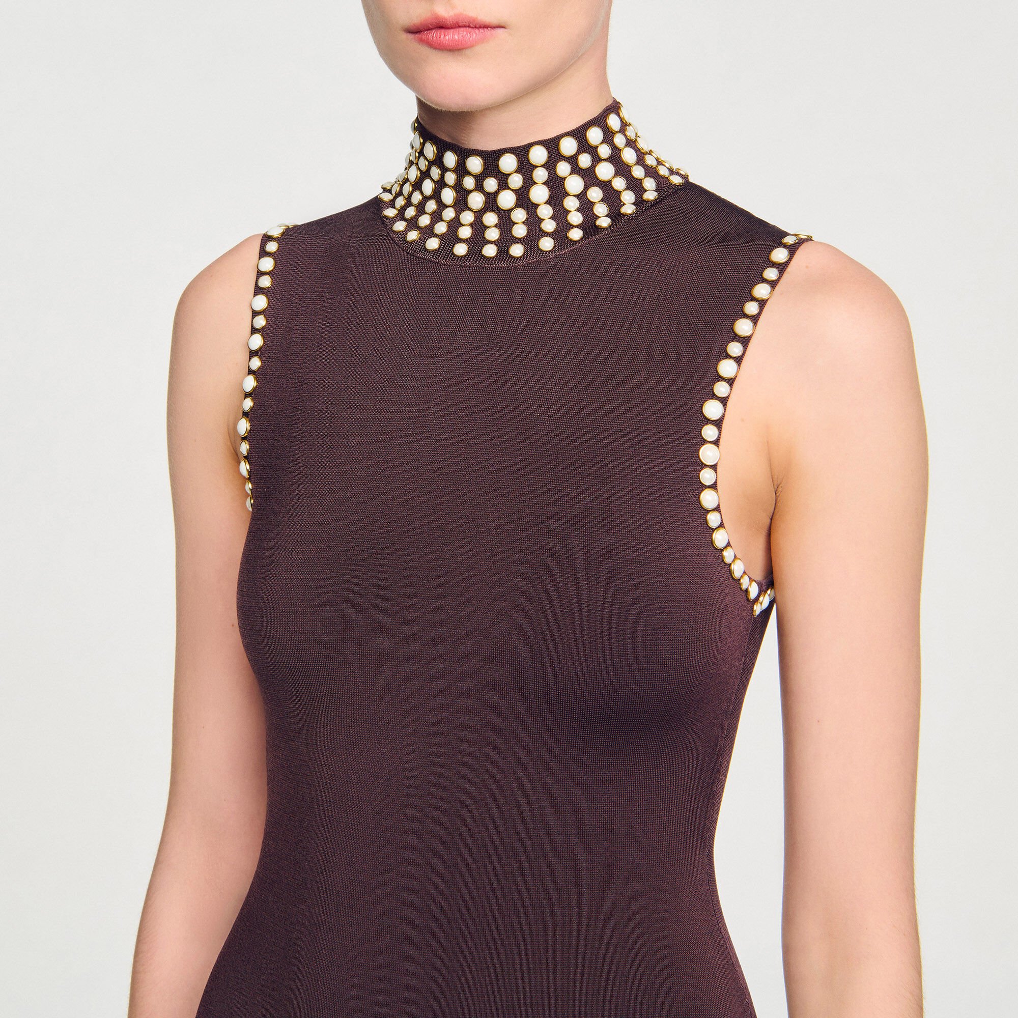 Lange jurk tricot met franjes