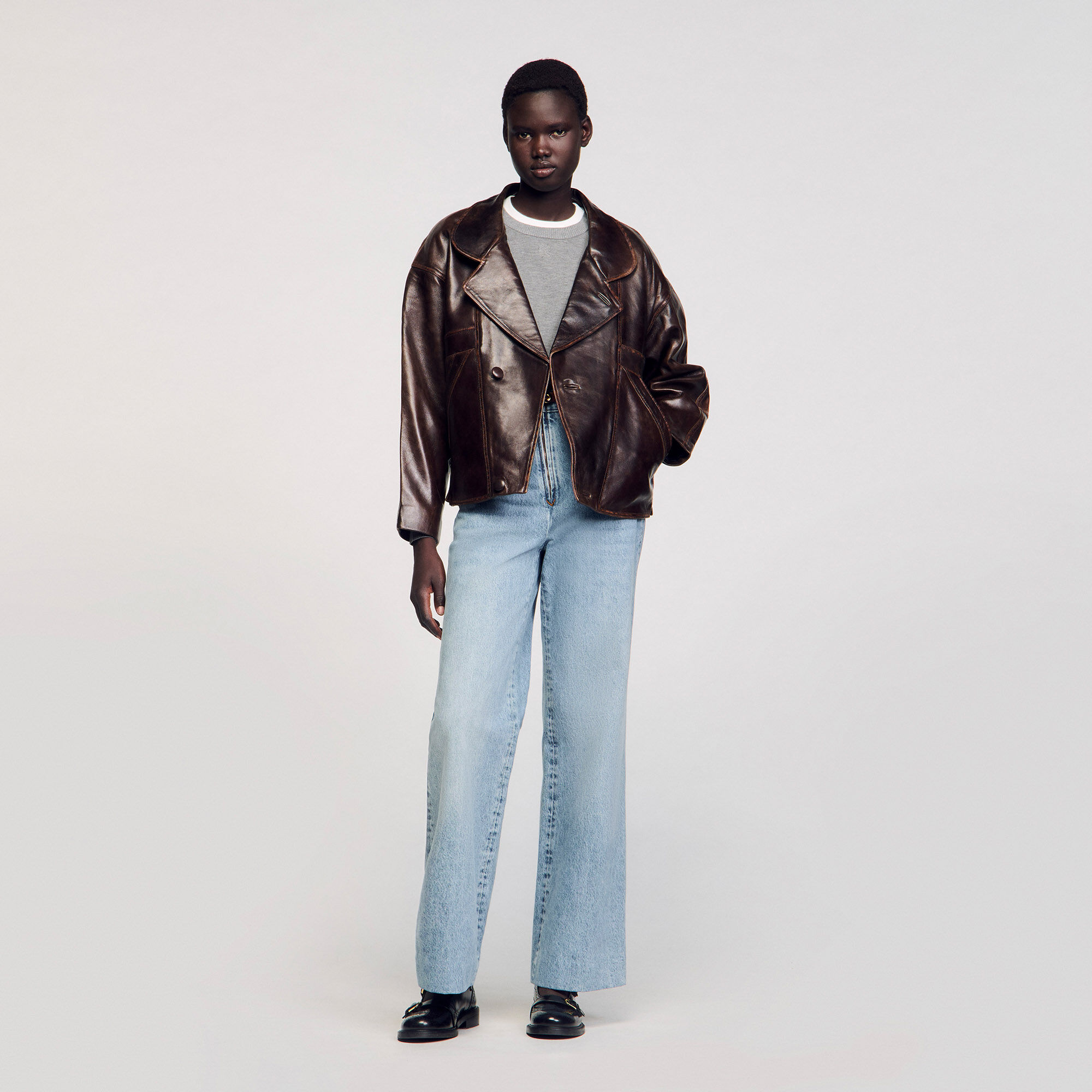 Leren jack oversized