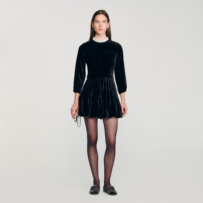 Korte jurk velours met parels