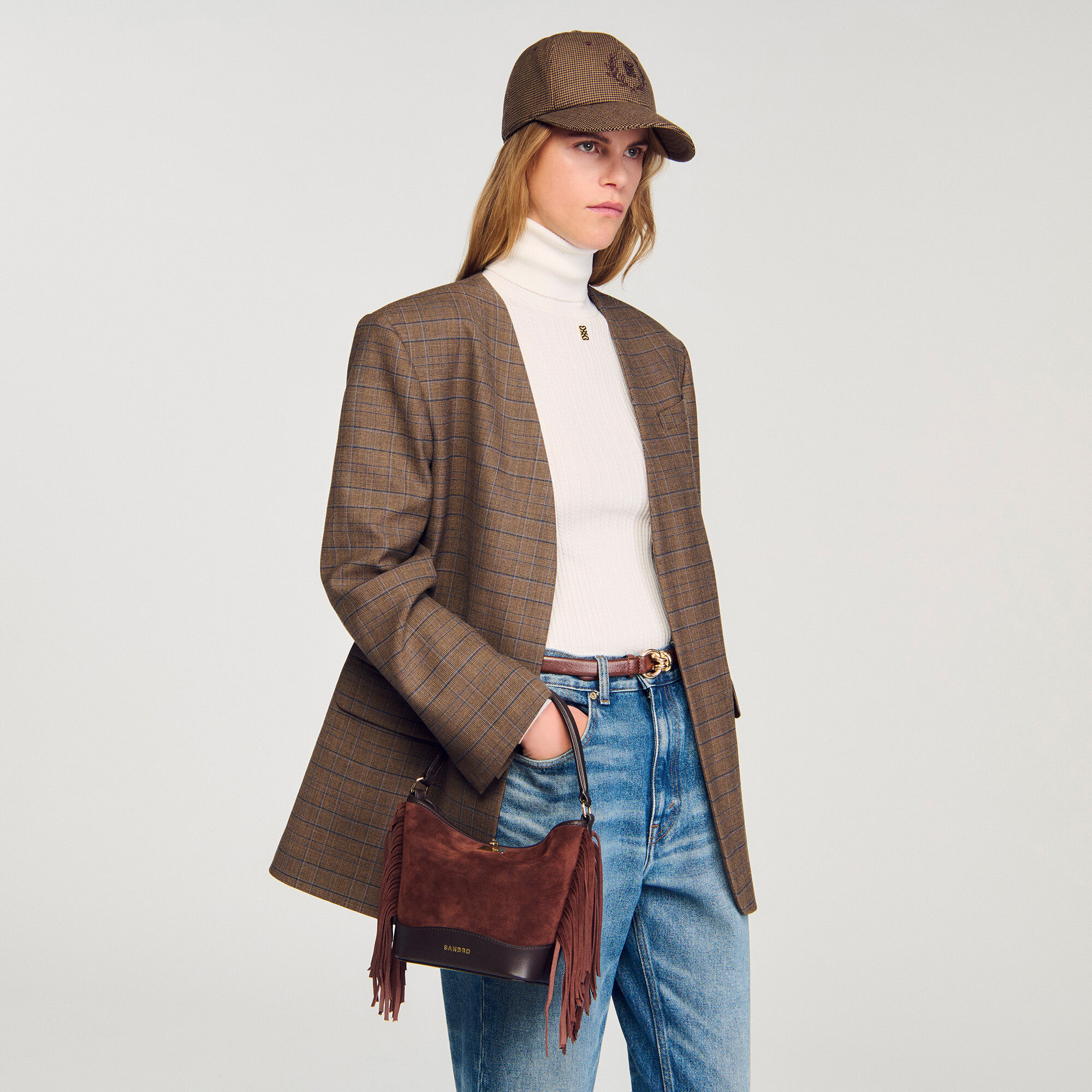 Tas bucket bag suède franjes