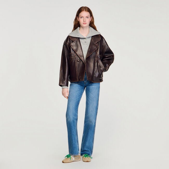 Leren jack oversized