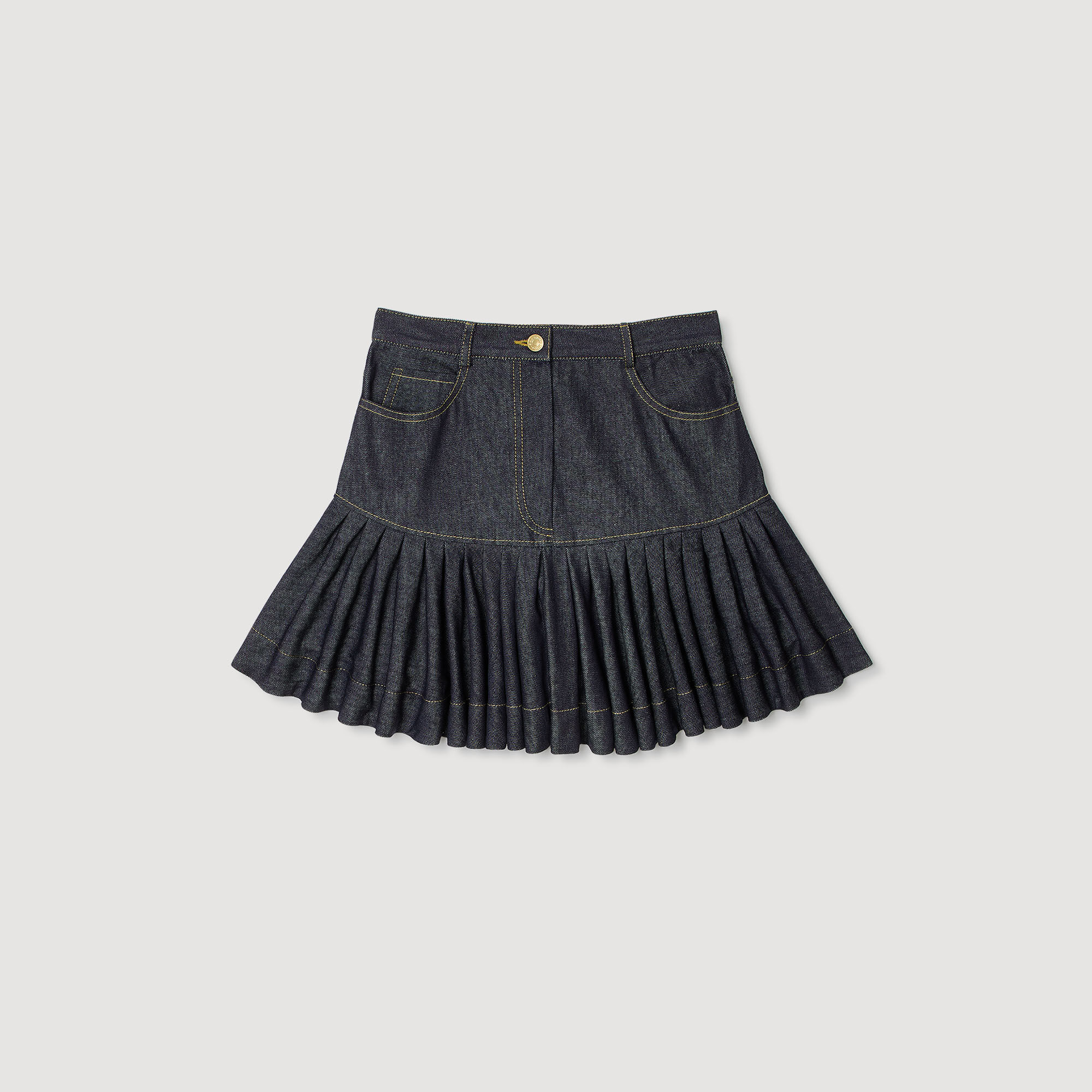 Korte denim rok met volants
