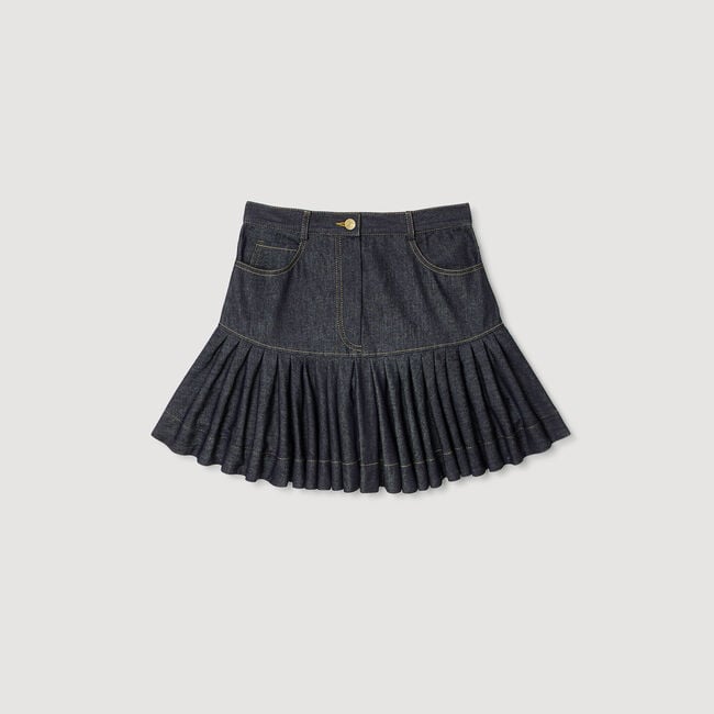 Korte denim rok met volants