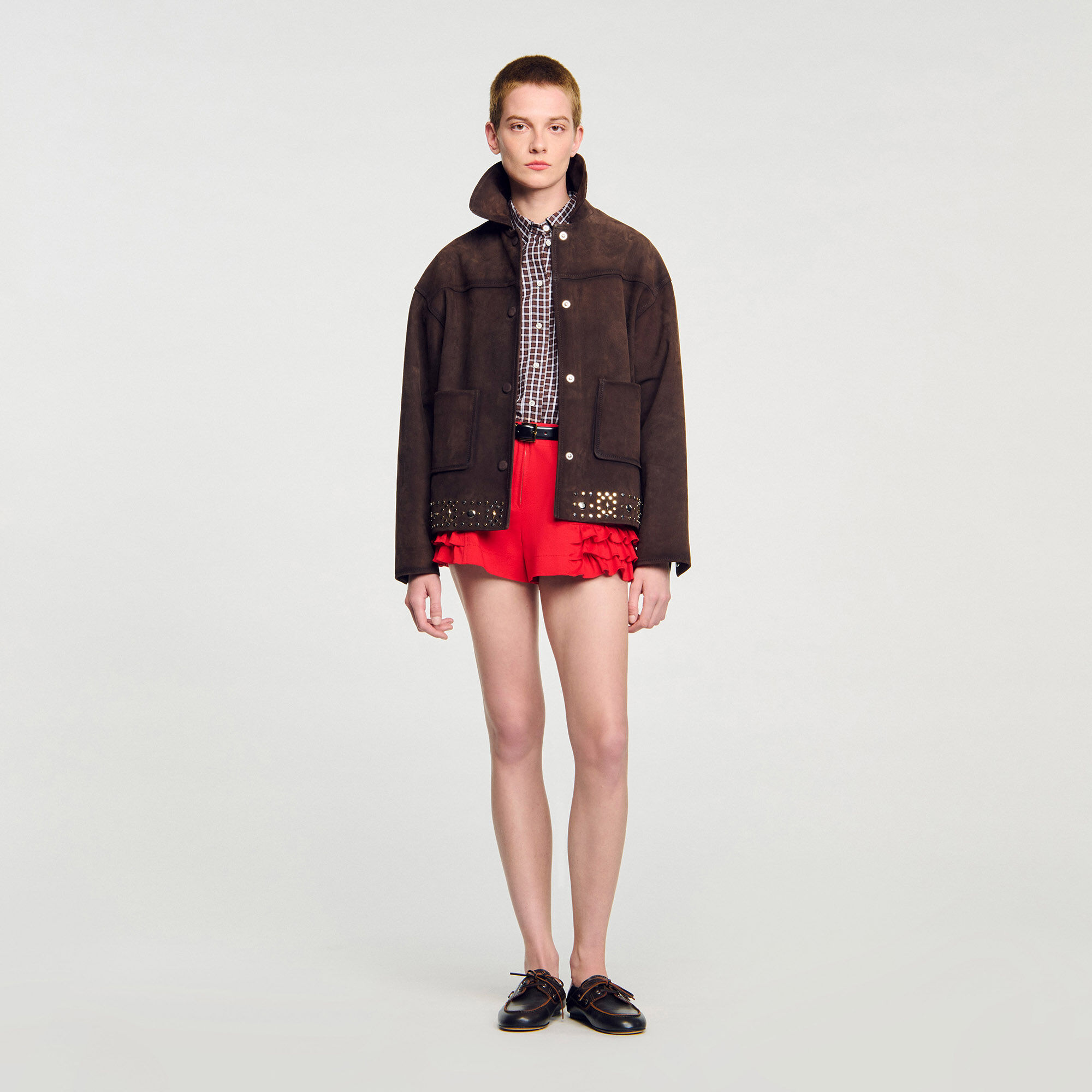 Suède leren jas met studs