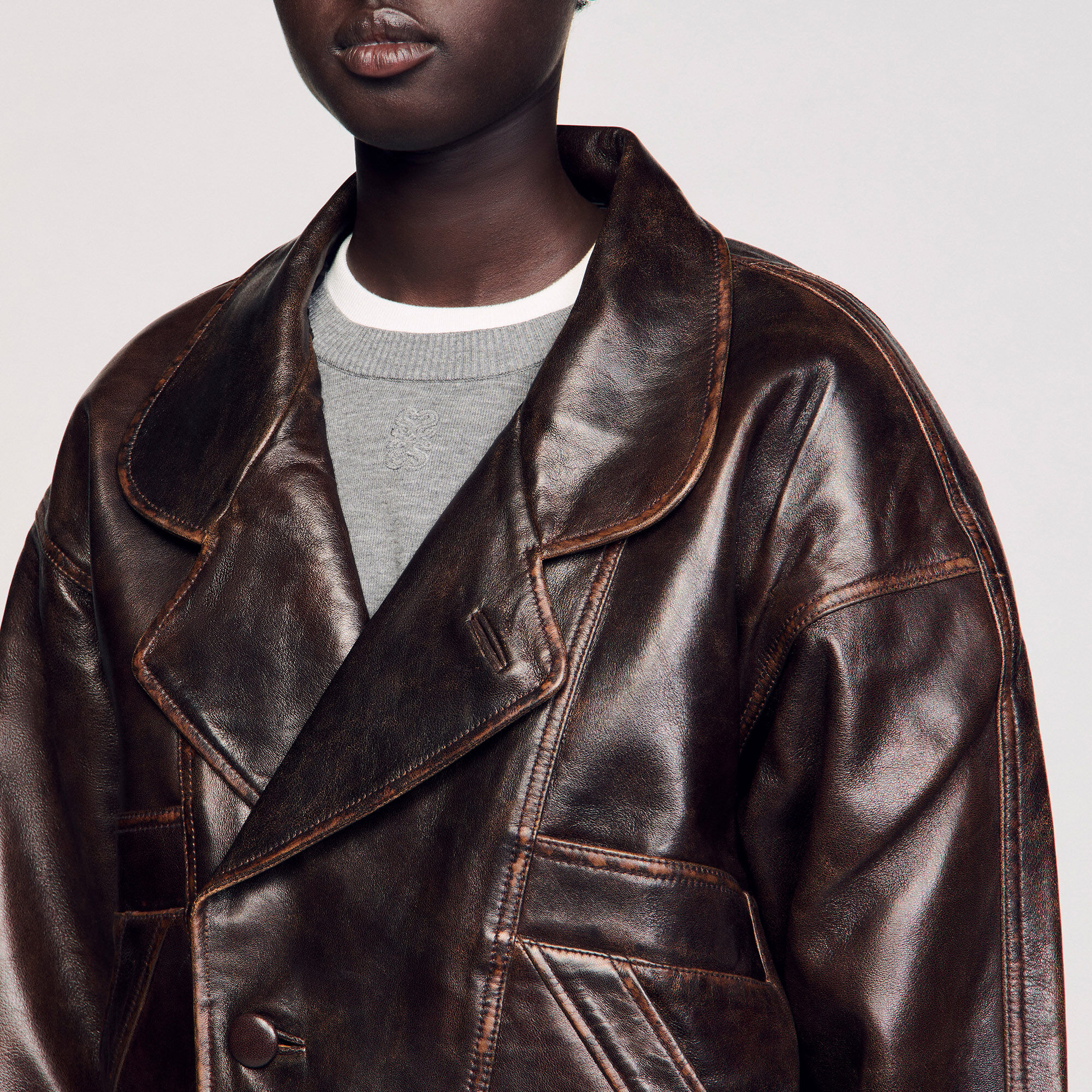 Leren jack oversized
