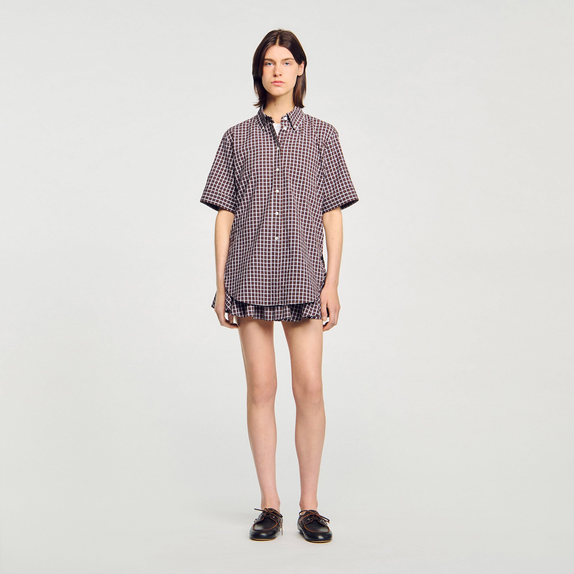 Overhemdblouse oversized geruit