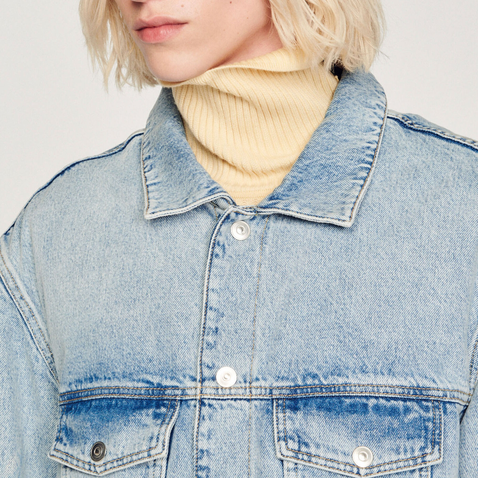 Denim jack van joggingstof