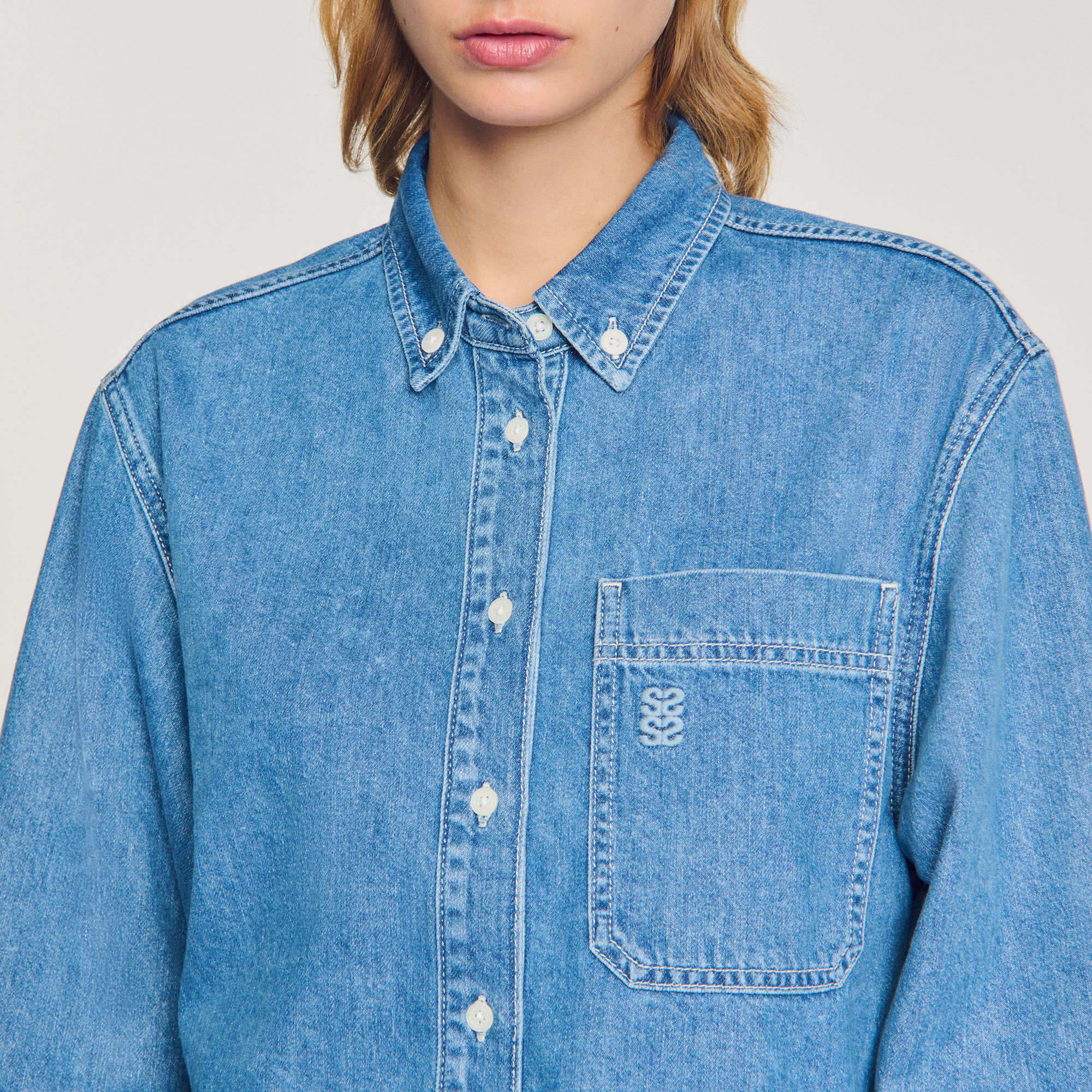 Overhemdblouse kort denim