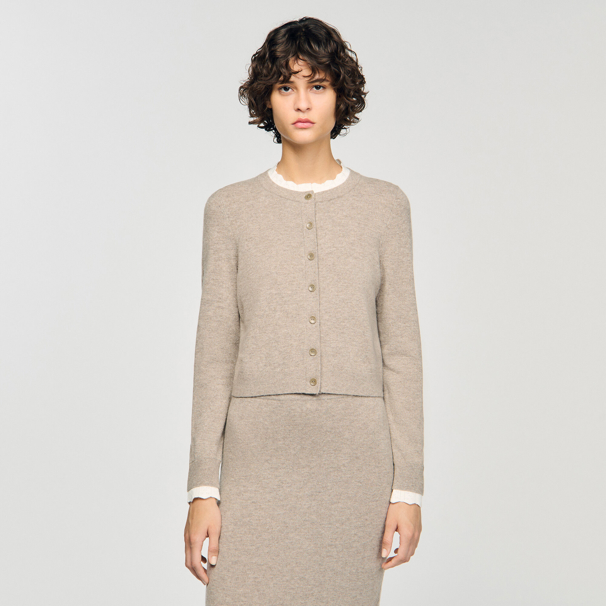 Cardigan vest contrasterende kraag