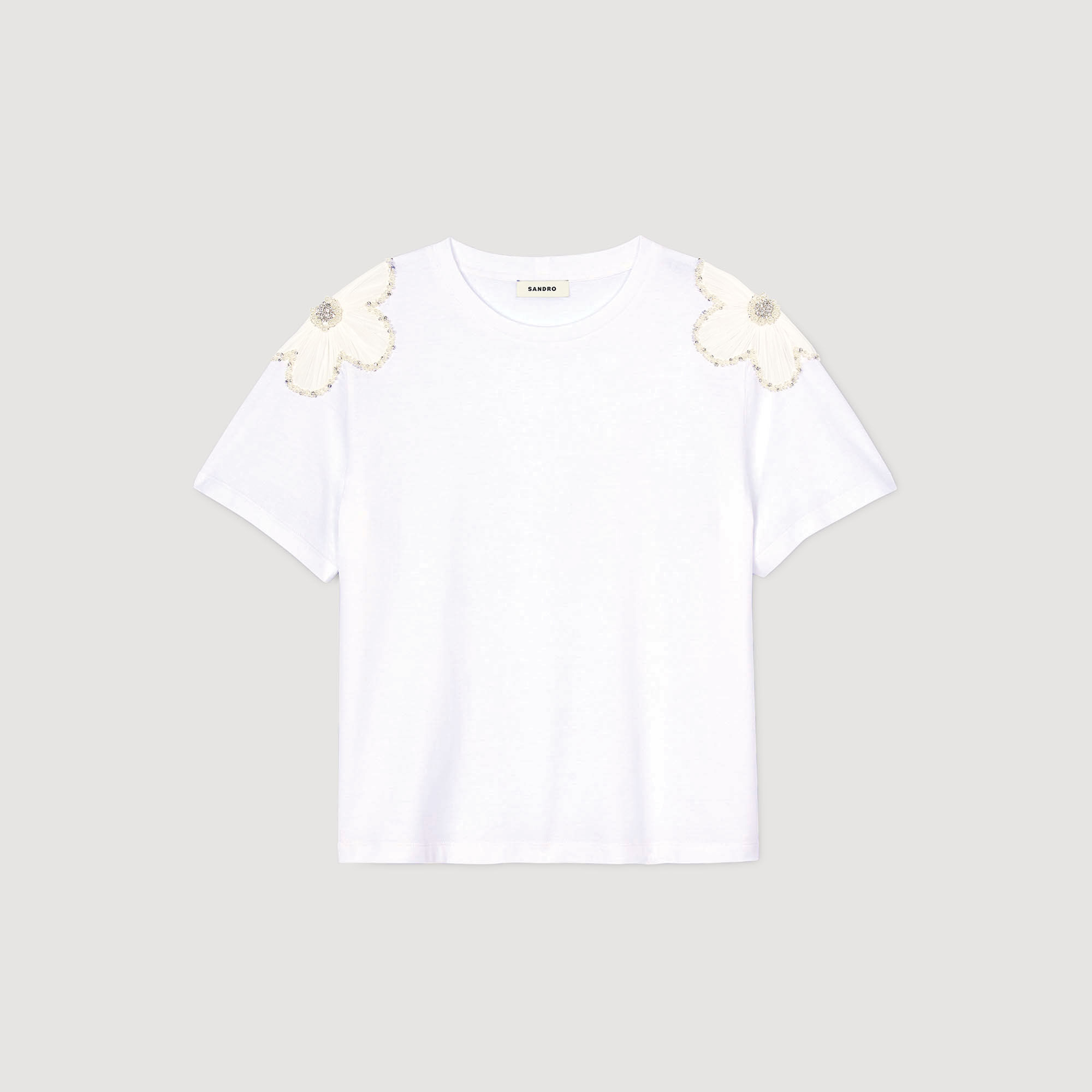 T-shirt geborduurde bloemen