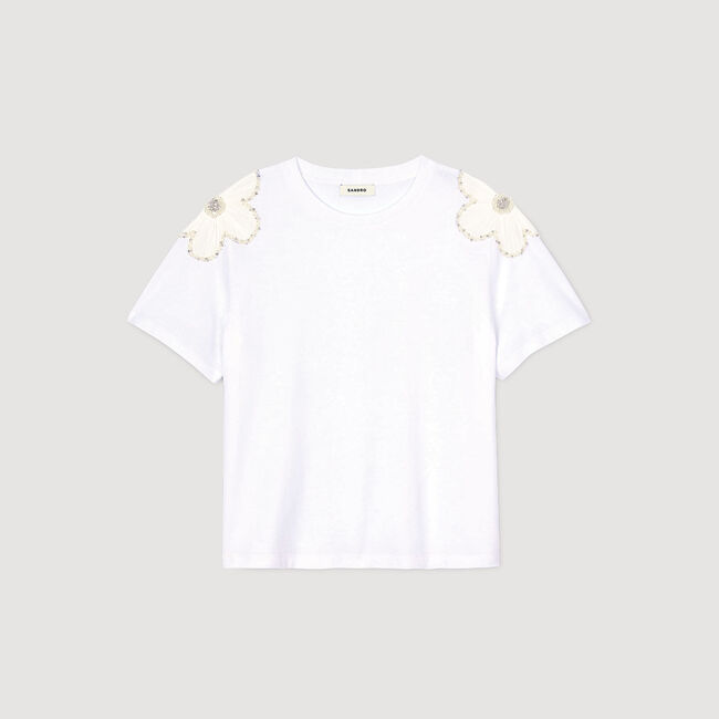 T-shirt geborduurde bloemen