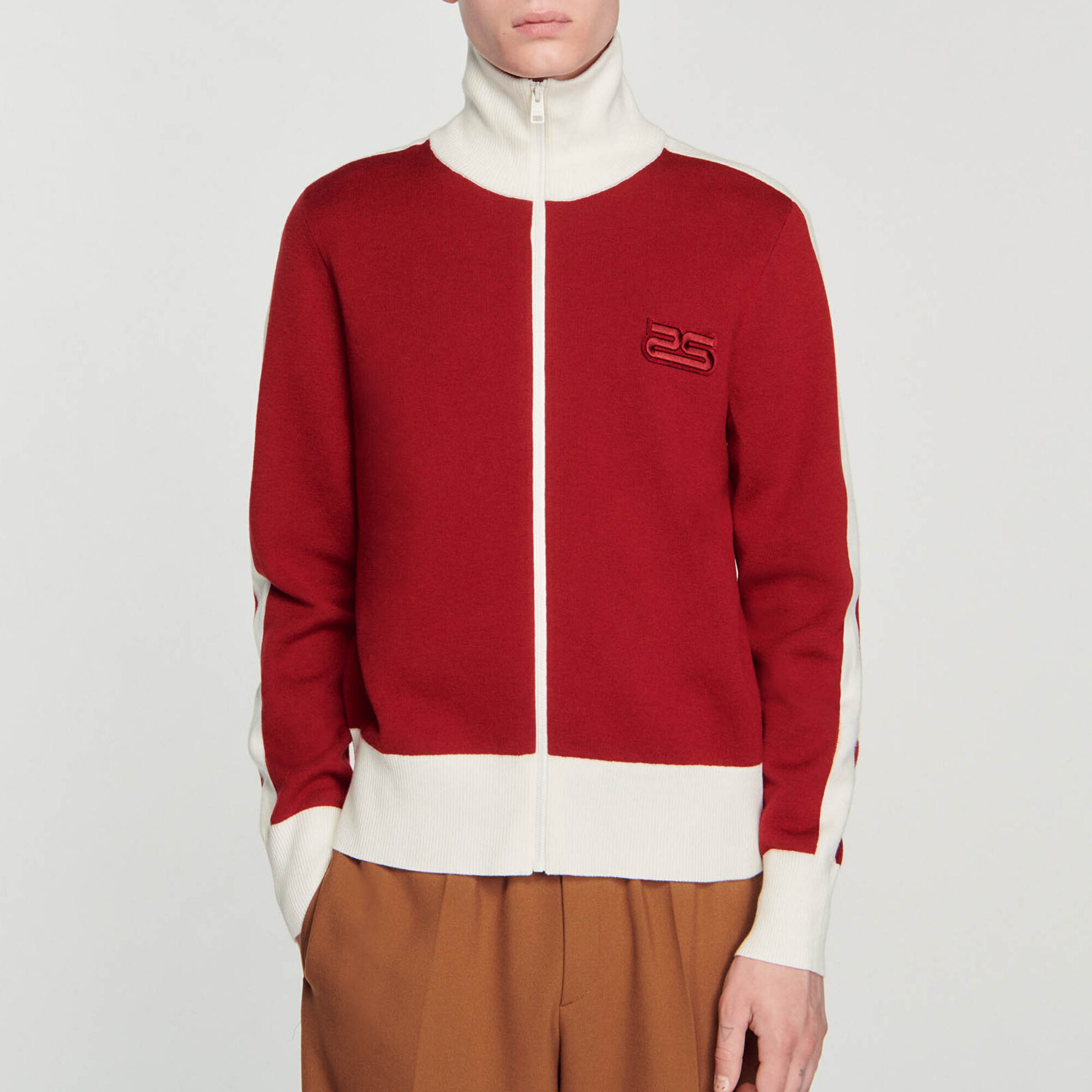 Tweekleurige cardigan van breisel