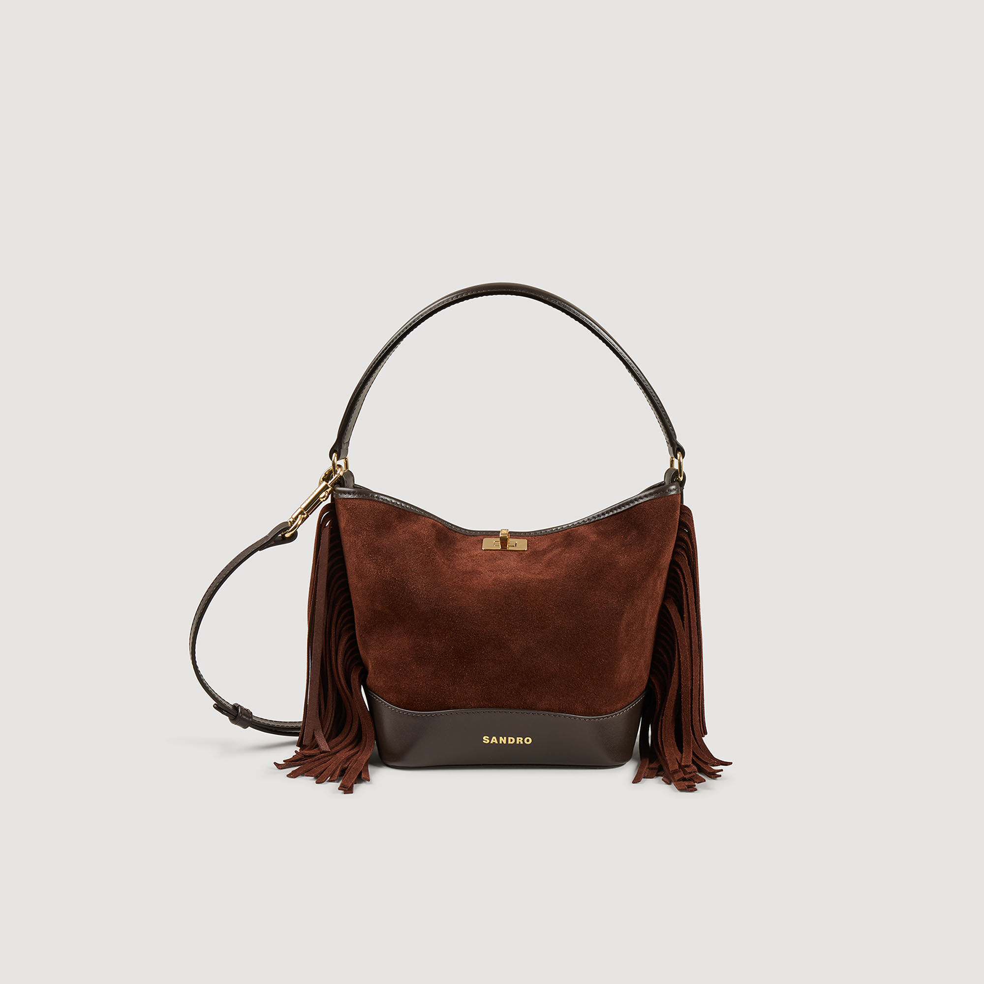 Tas bucket bag suède franjes