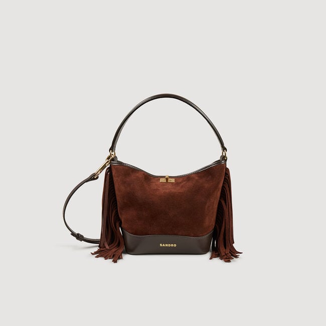 Tas bucket bag suède franjes