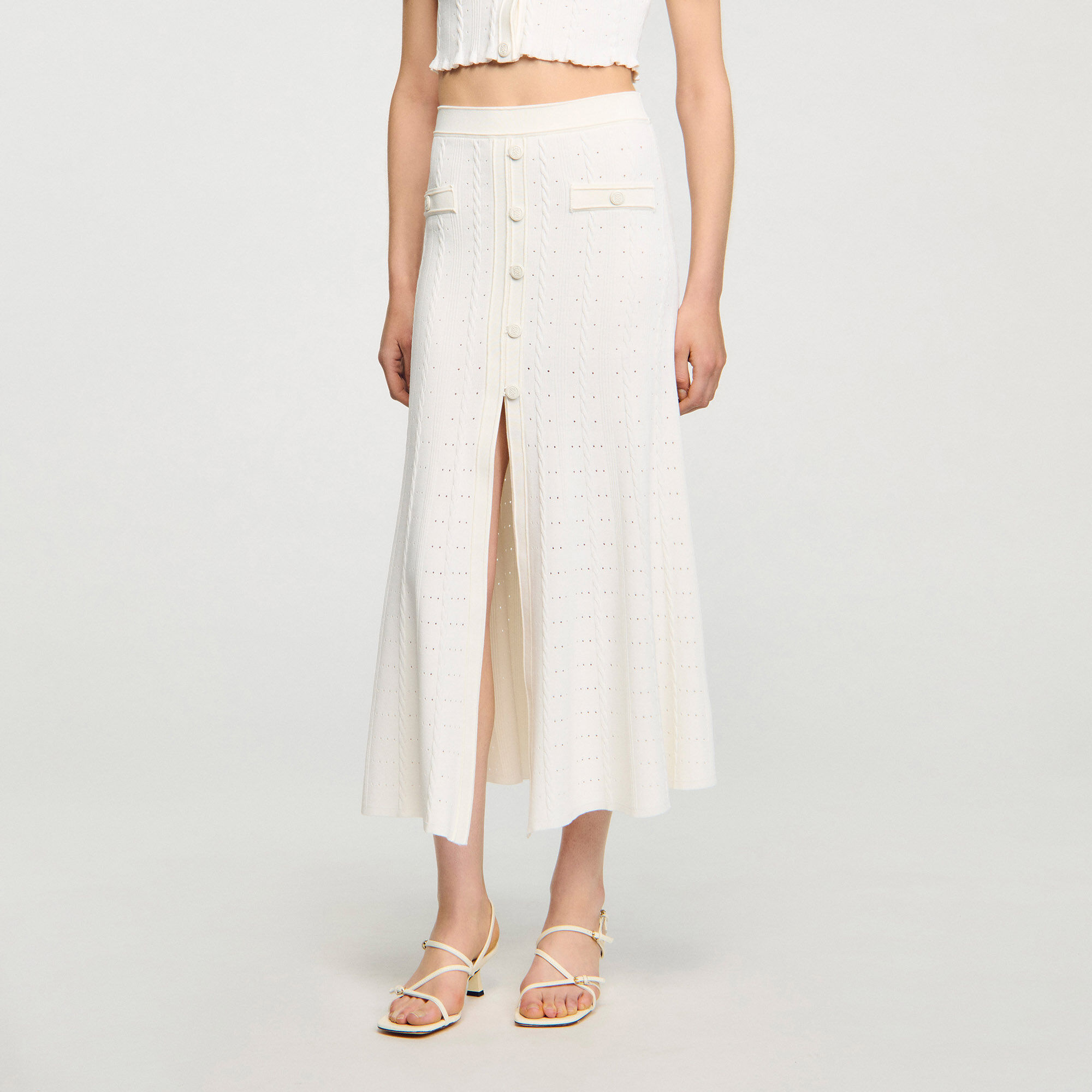Lange rok tricot pointelle