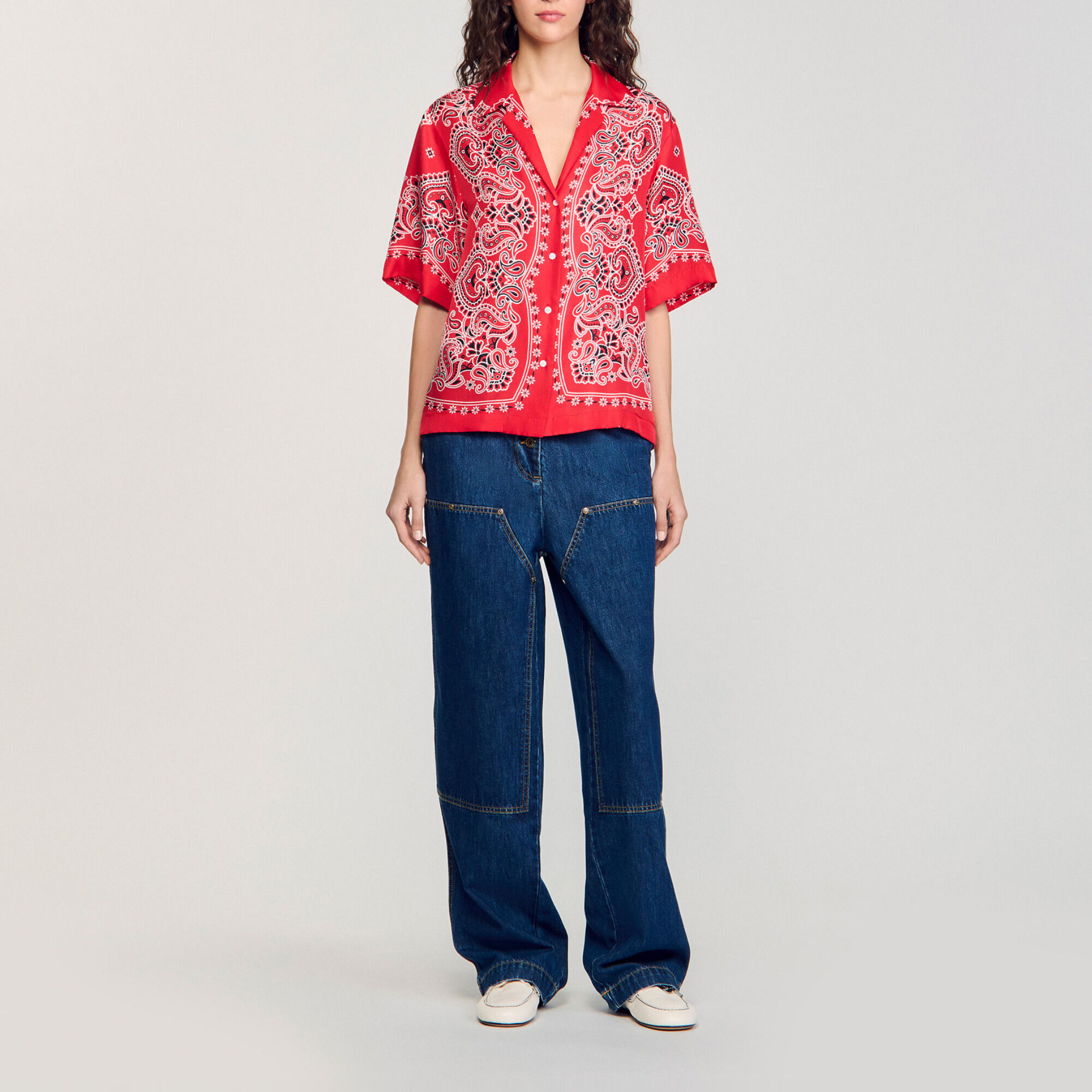 Overhemdblouse bandana print