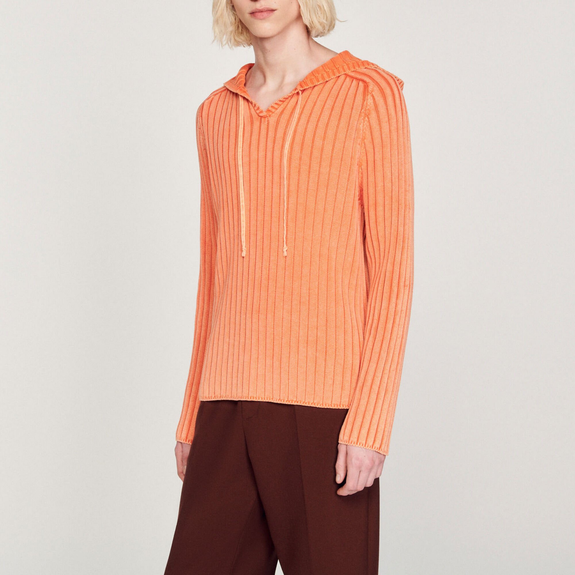 Hoody van verbleekte tricot