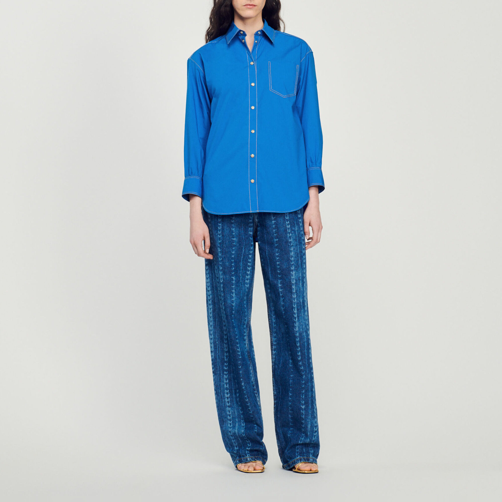 Blouse met sierstiksels