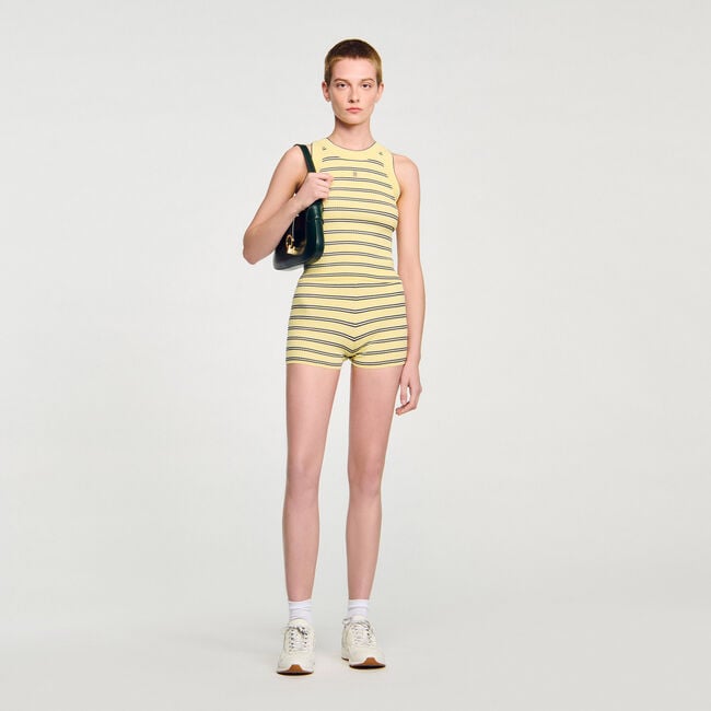 Gestreepte gebreide singlet