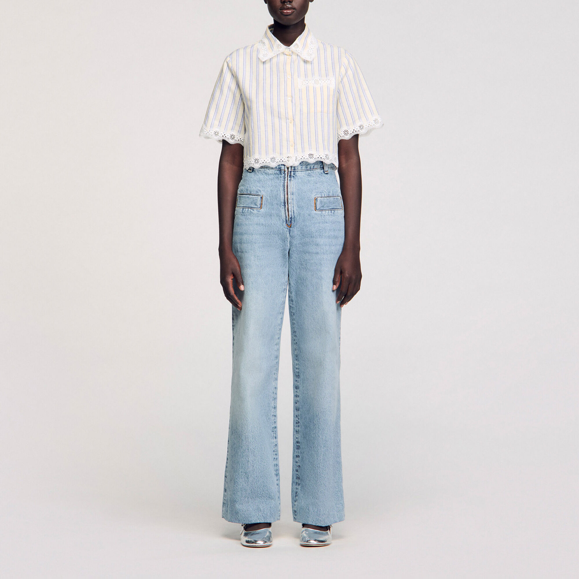 Overhemdblouse kort gestreept