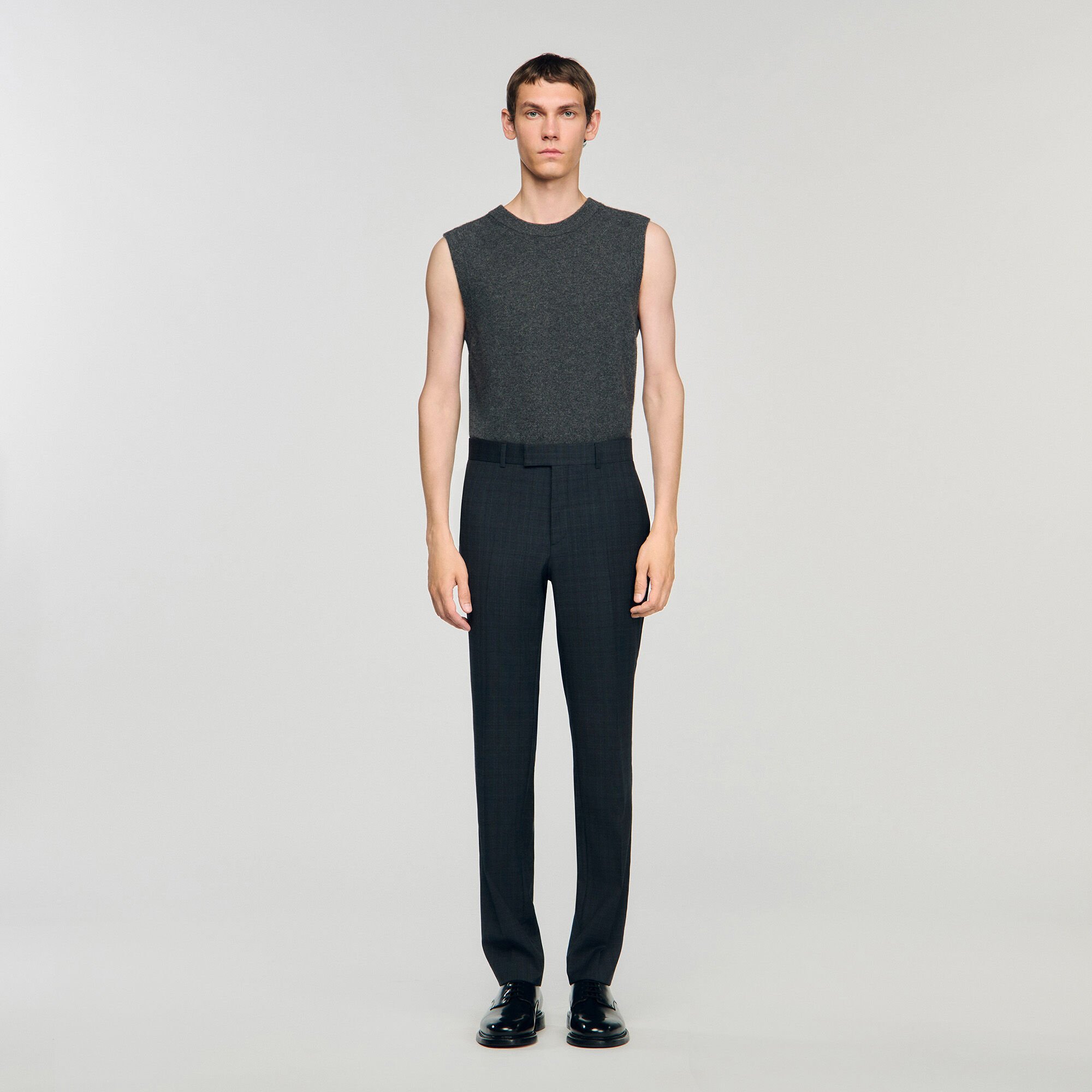 Geruite wollen pantalon