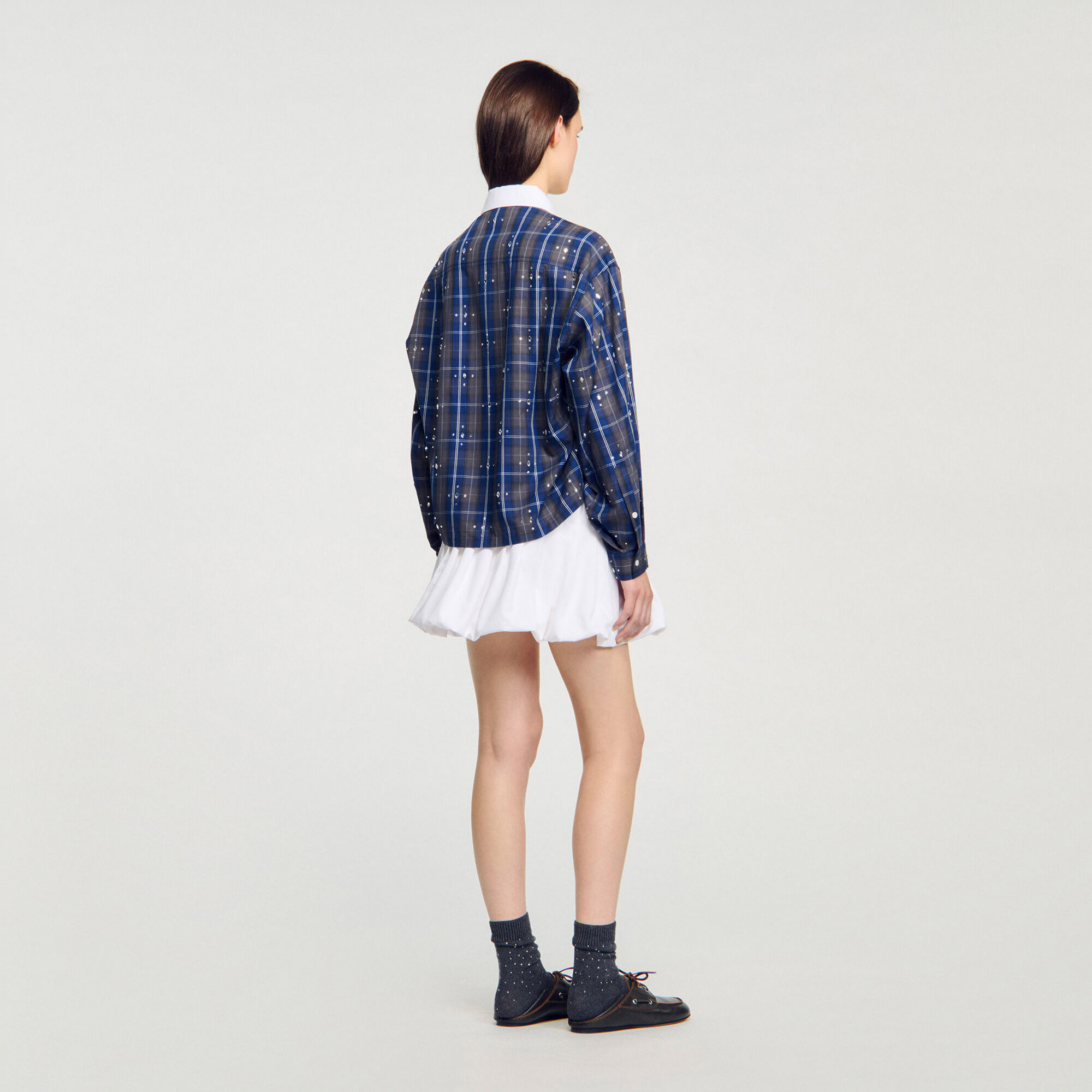 Overhemdblouse geruit met stras - Vrouw | Sandro