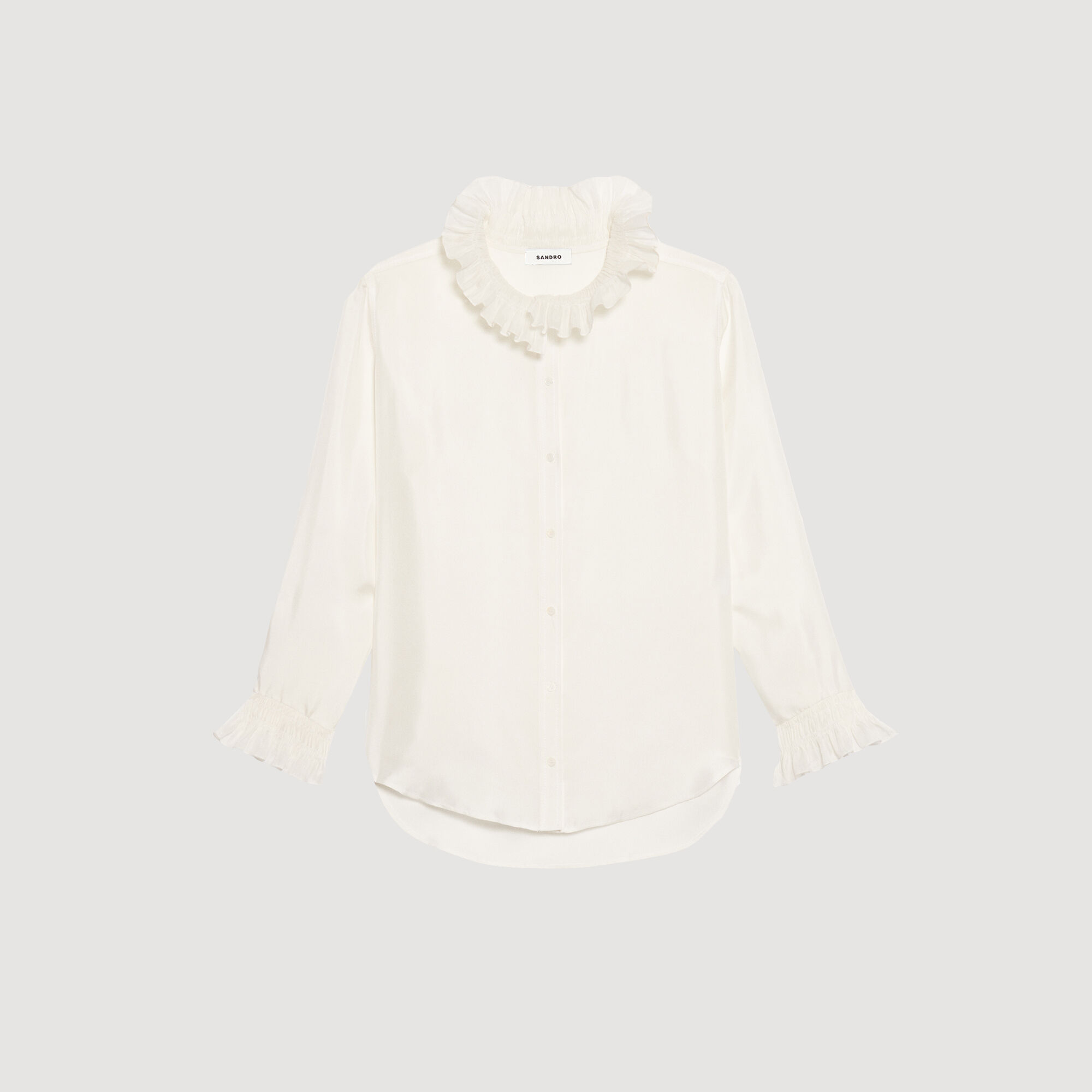 Soepelvallende blouse met plooikraag