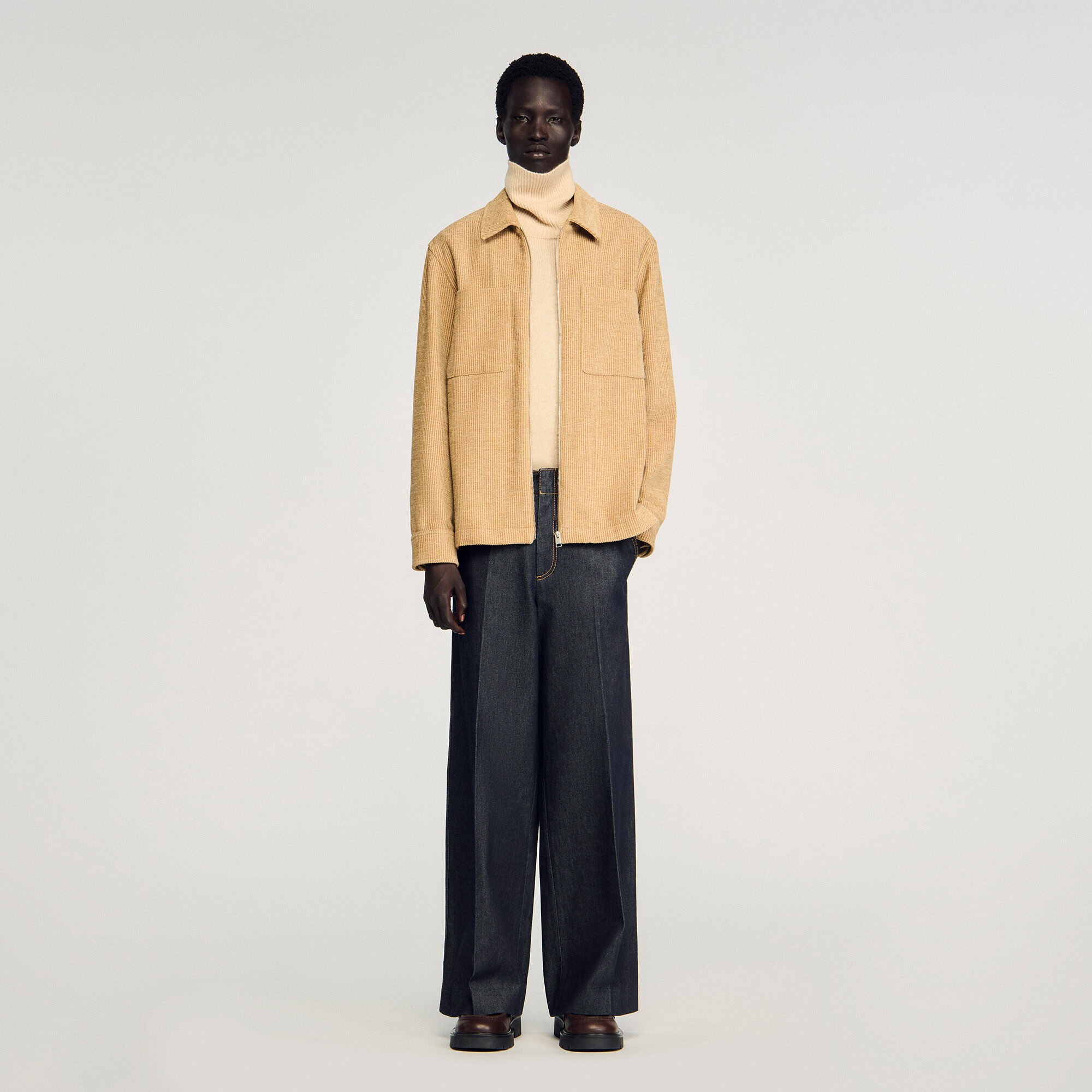 Overshirt van ribfluweel