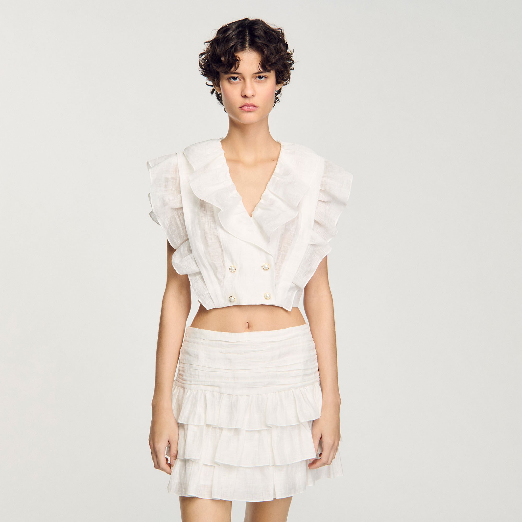 Korte top met volants