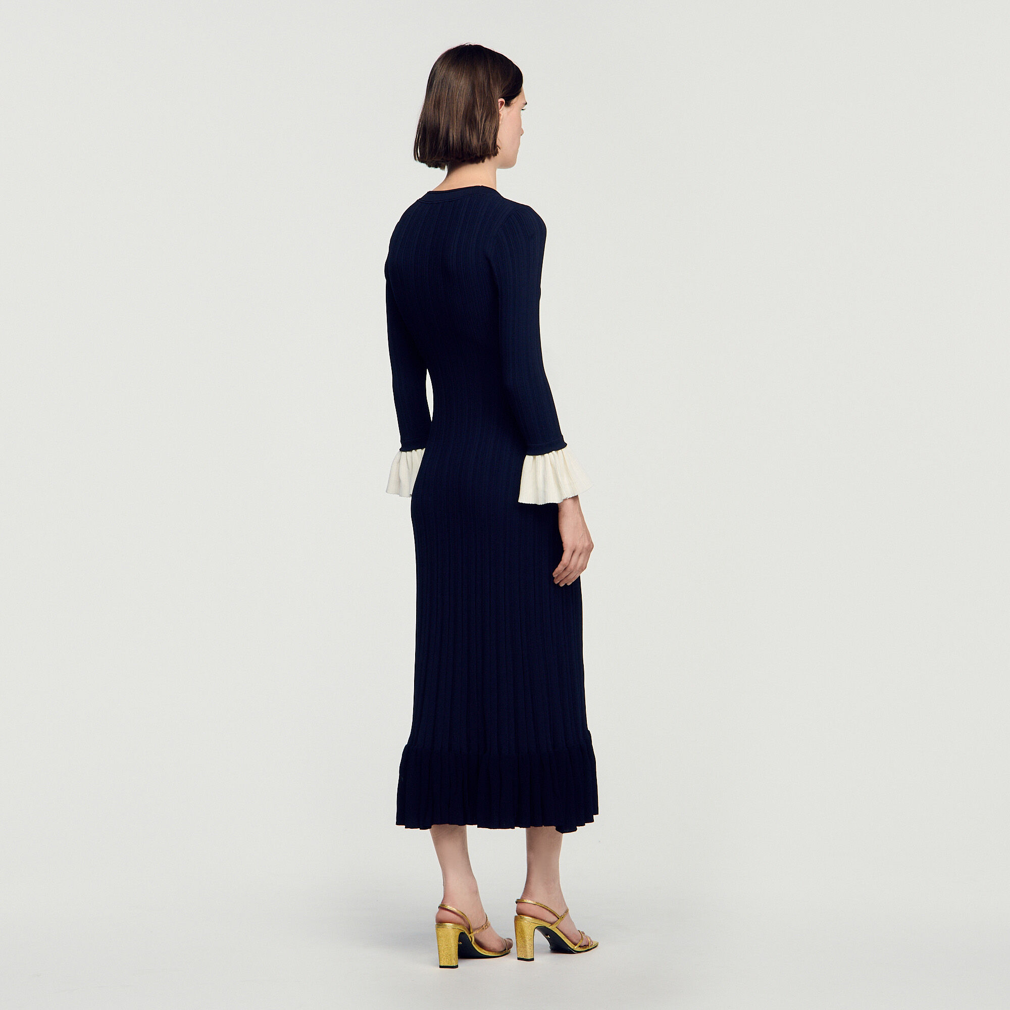 Lange jurk tweekleurig tricot - Vrouw | Sandro