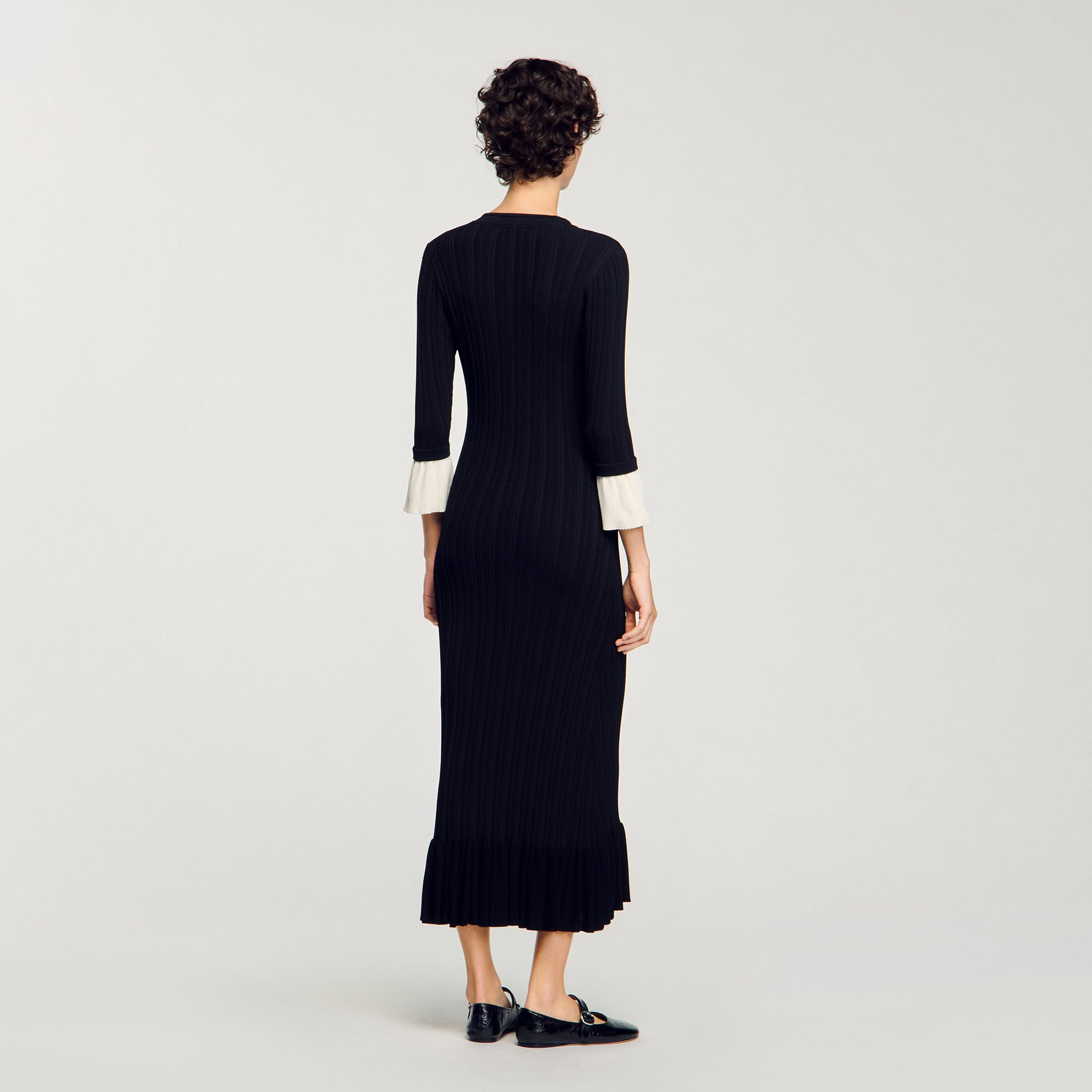 Lange jurk tweekleurig tricot