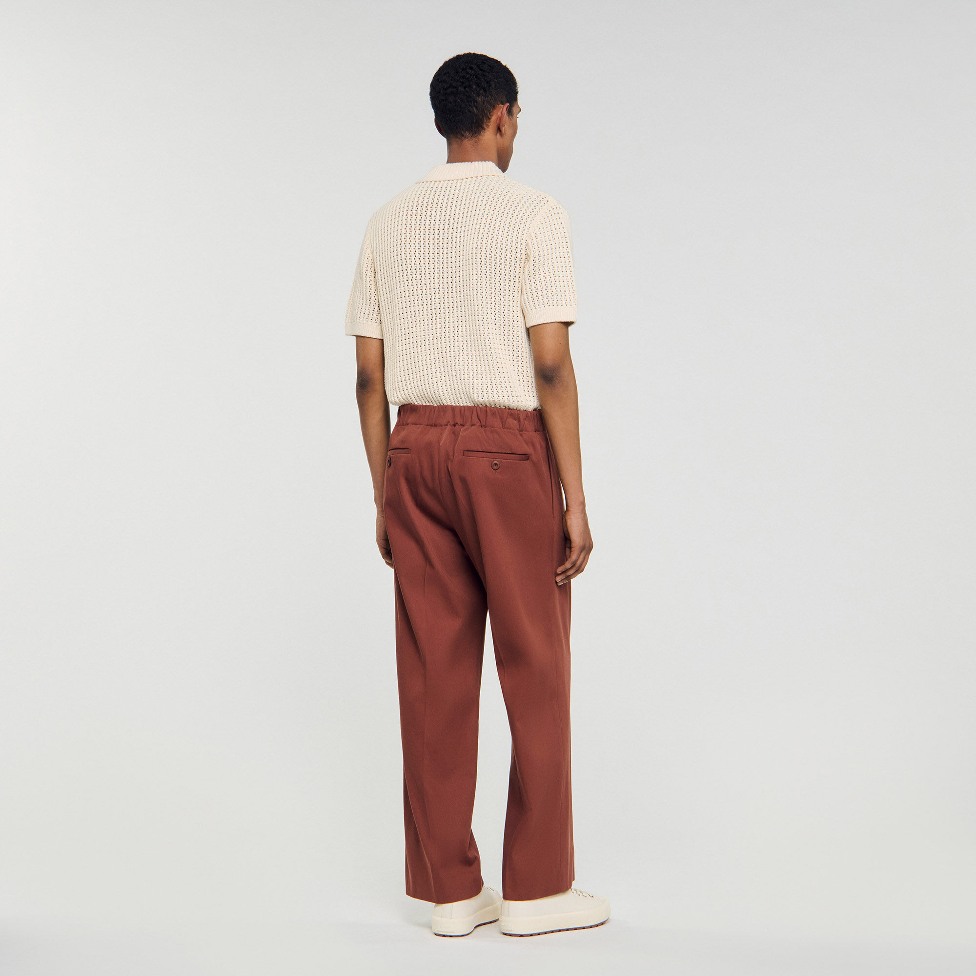 Wijdvallende katoenen broek met elastiek