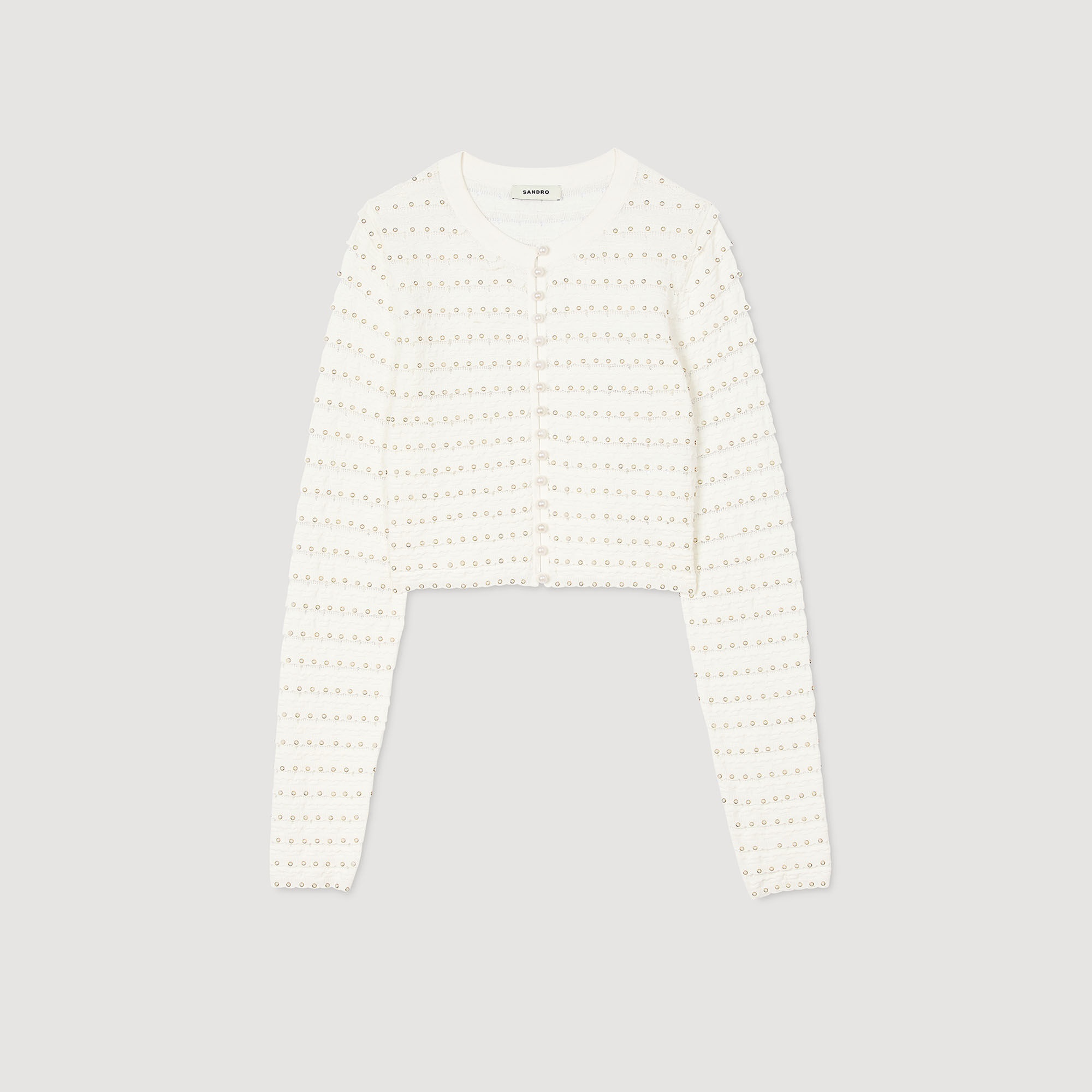 Cardigan vest kort met parels