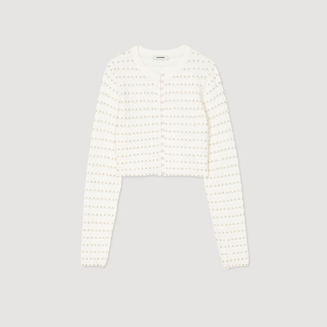 Cardigan vest kort met parels