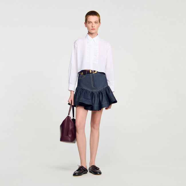 Korte overhemdblouse met strik
