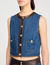 Top van denim en leer
