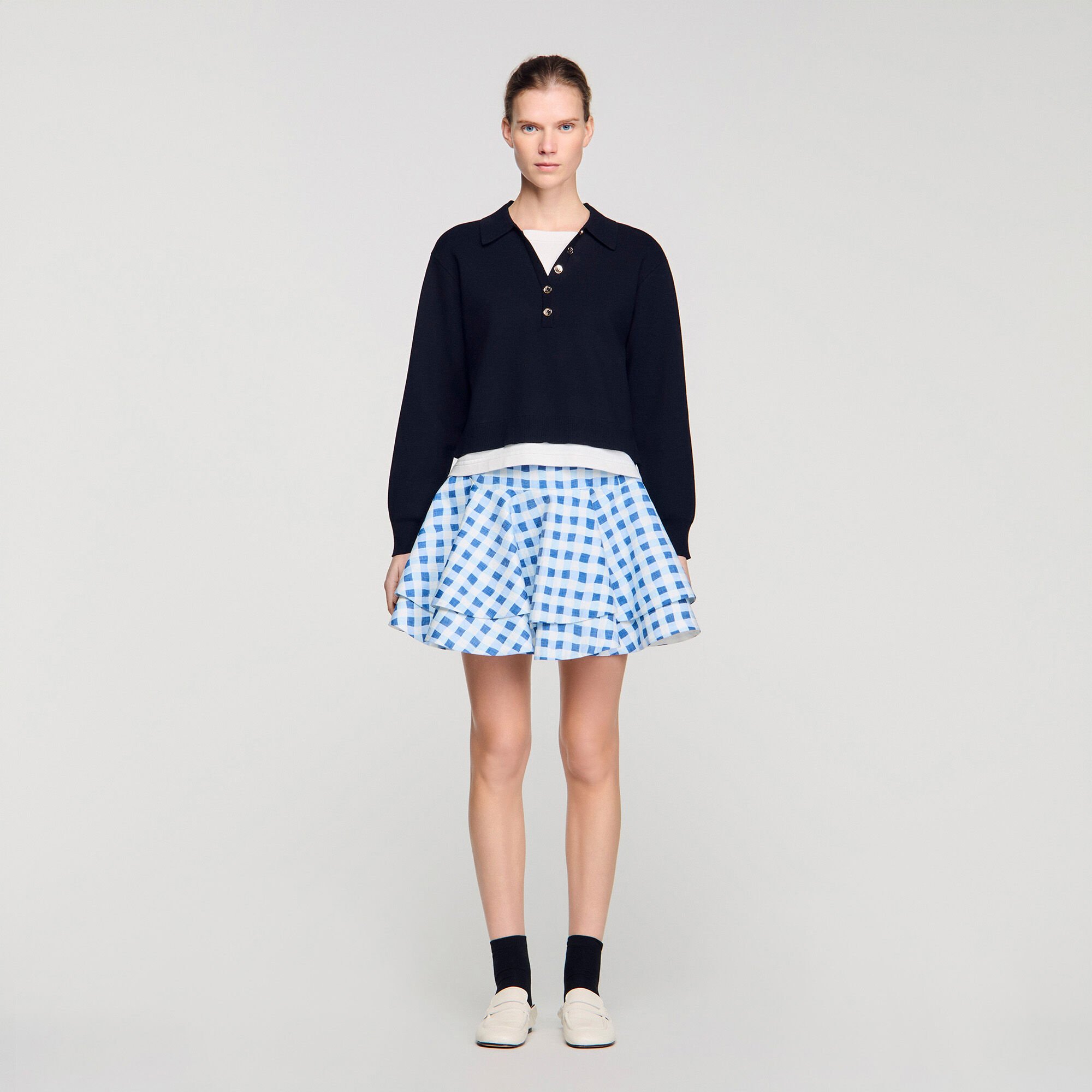 Trui trompe l'&oelig;il, metalen knopen