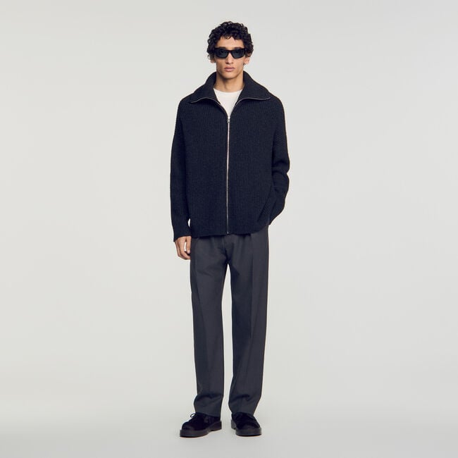 Cardigan rits getextureerde wol - Man | Sandro