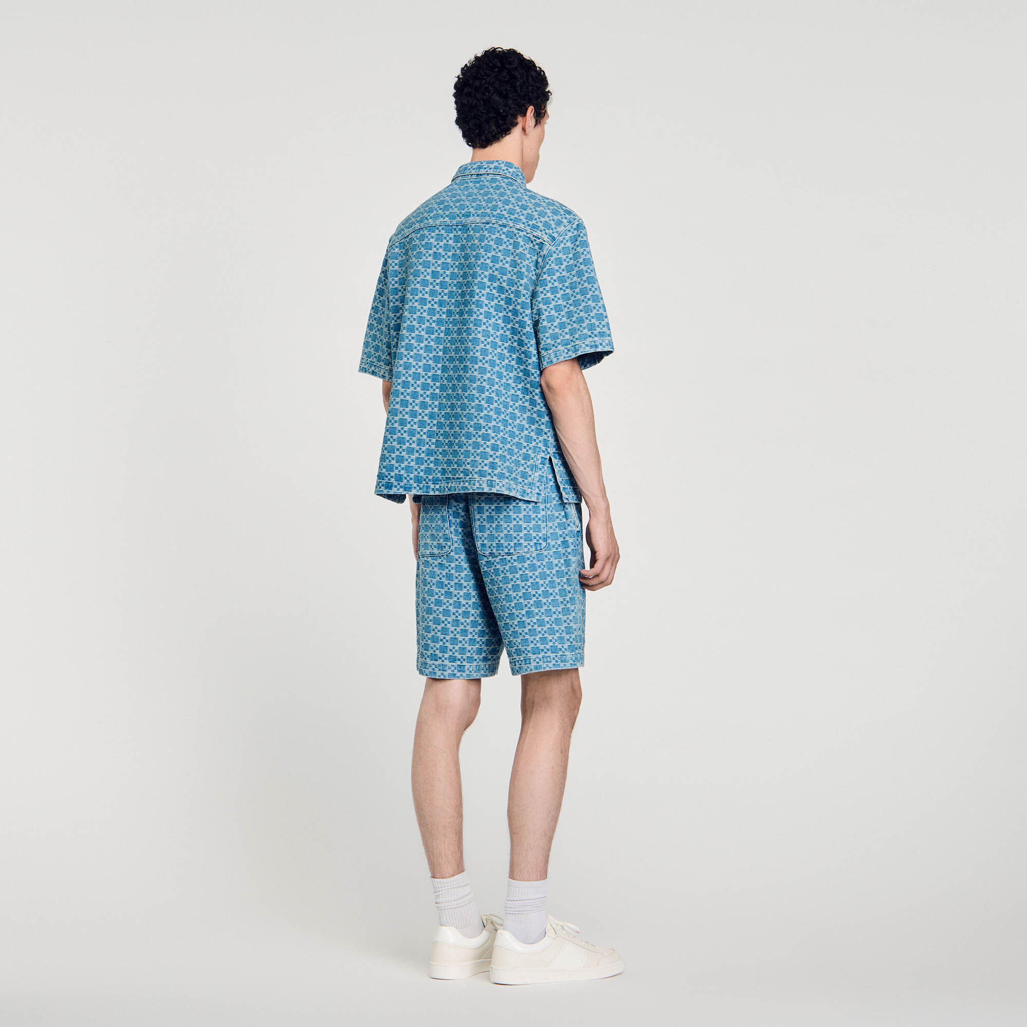 Square cross denim overhemd