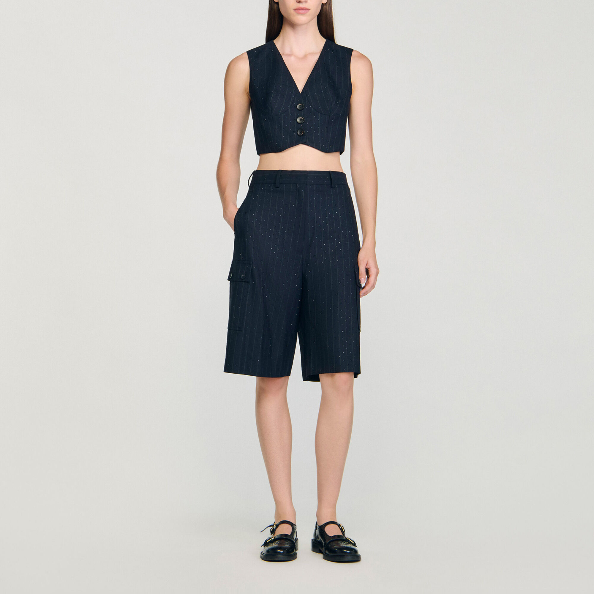 Bermuda gestreept met stras - Vrouw | Sandro