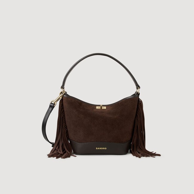 Tas bucket bag suède franjes