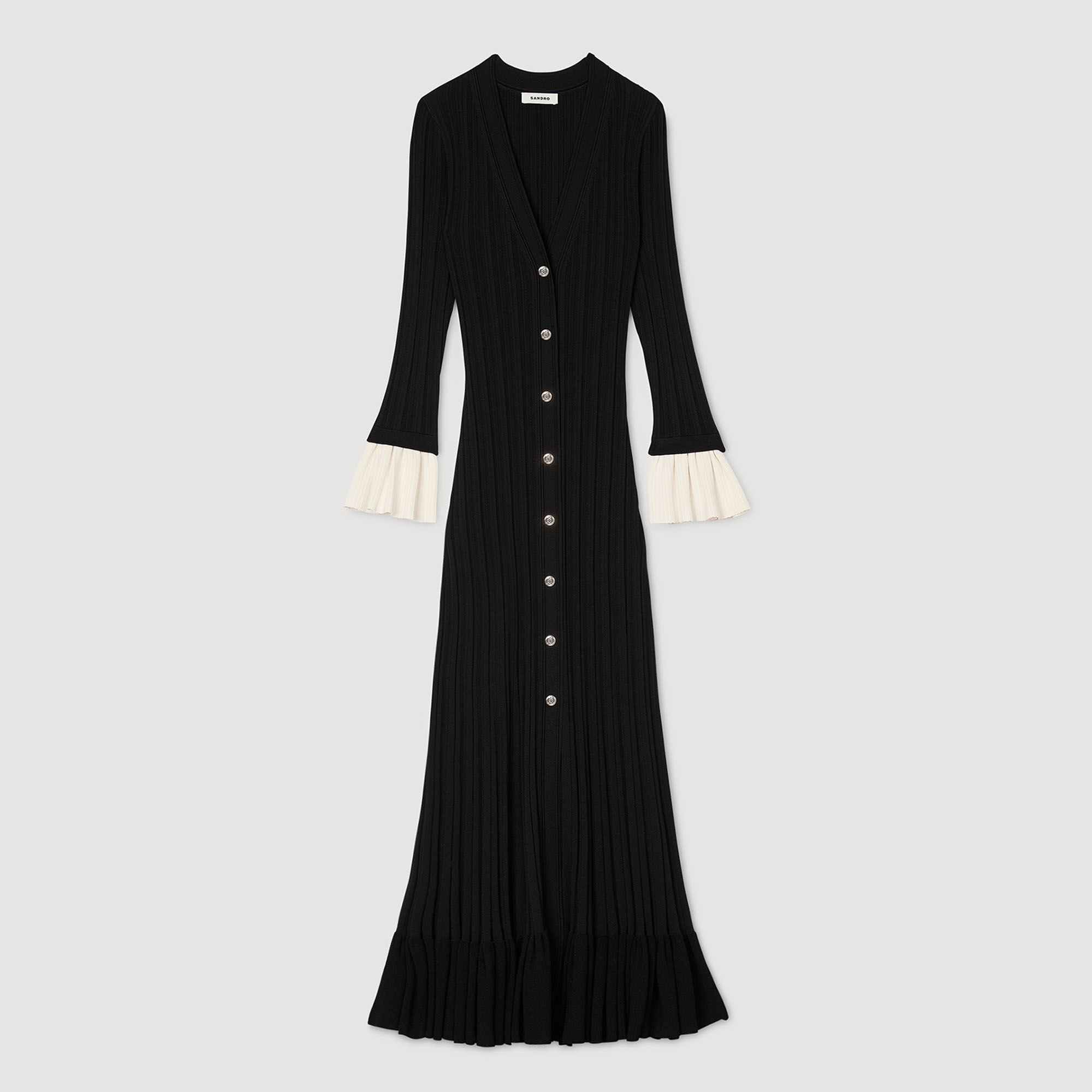 Lange jurk tweekleurig tricot