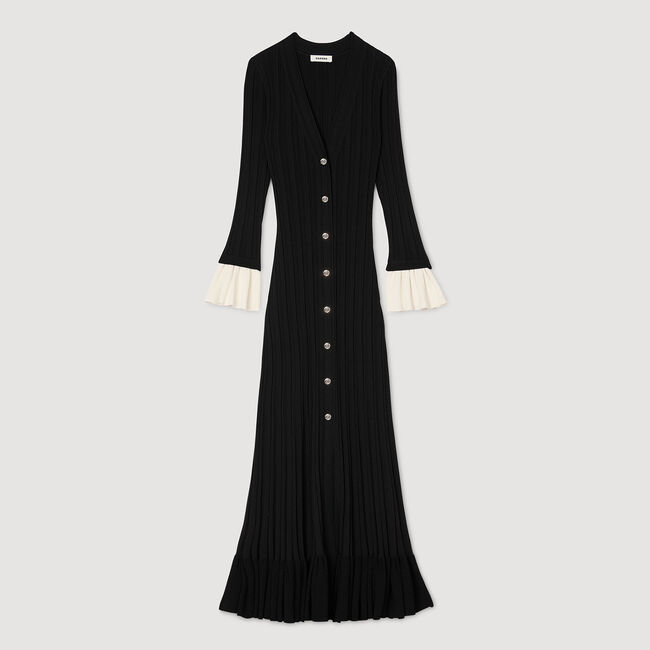 Lange jurk tweekleurig tricot