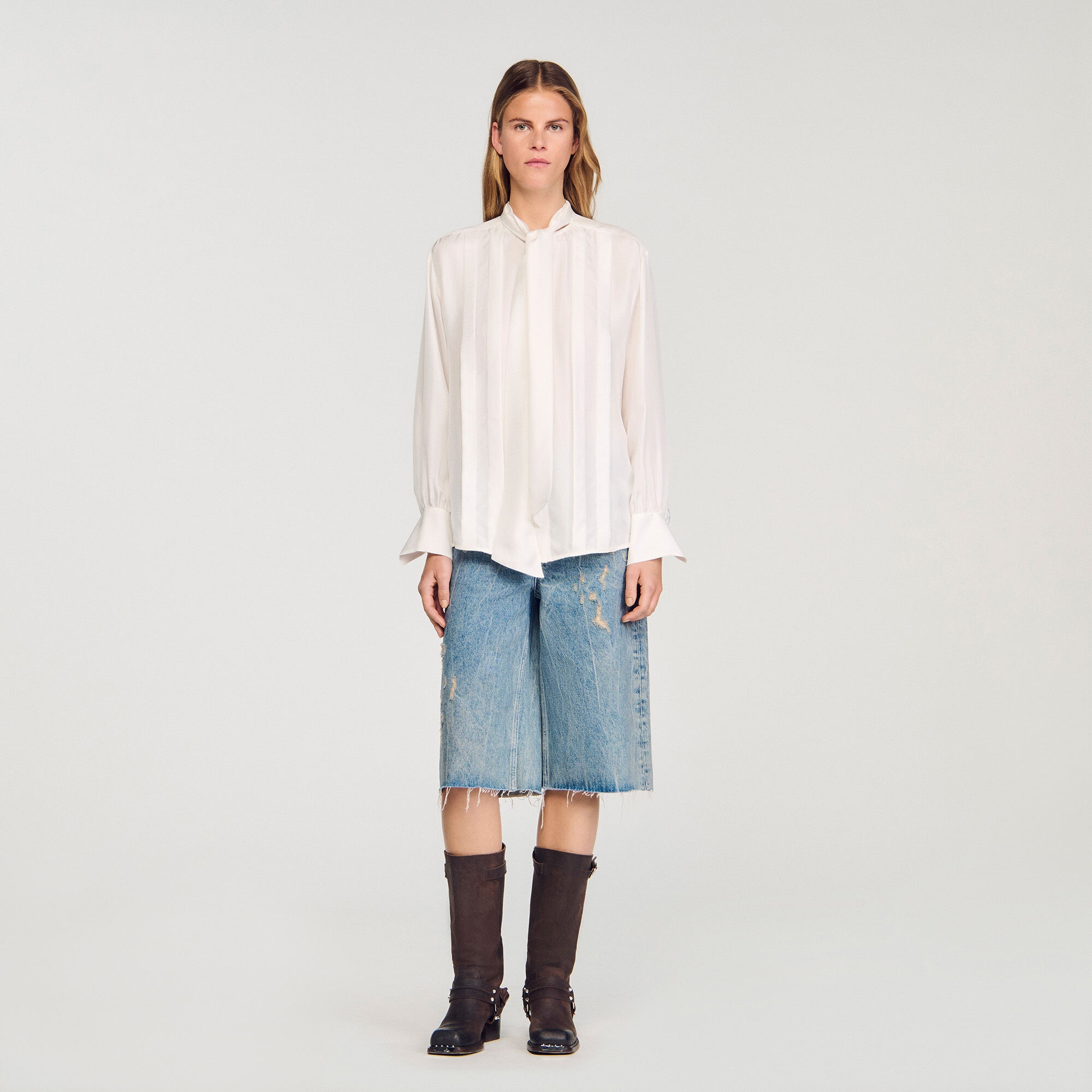 Zijden blouse met lavallière