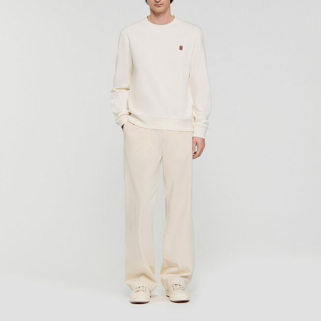 Sweatshirt oversized met leren patch - Man | Sandro