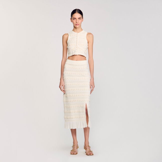Lange rok met gehaakte details
